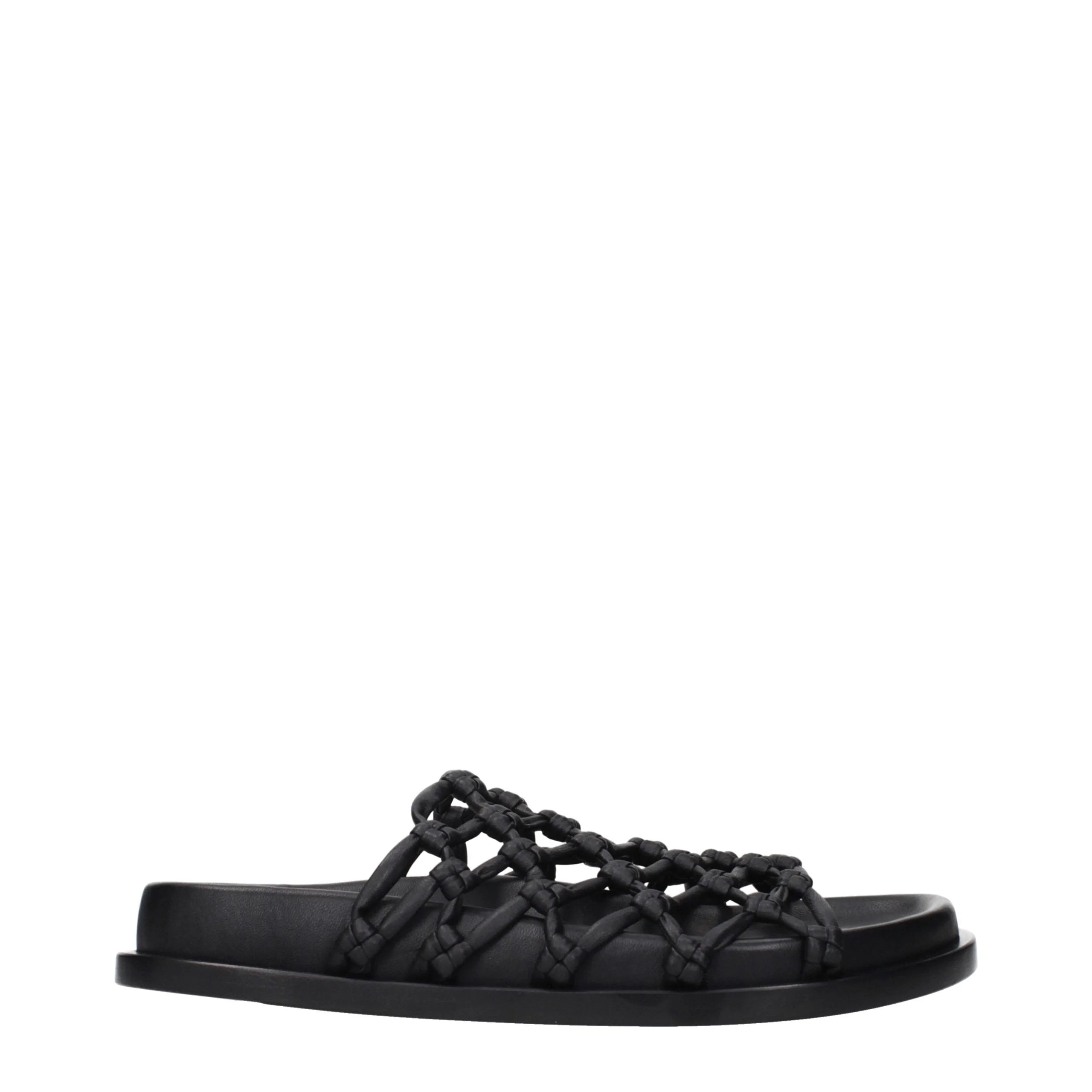 Jil Sander Black Leather Slippers