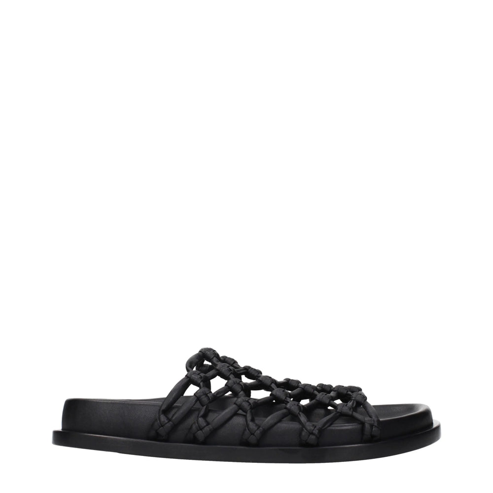 Jil Sander Black Leather Slippers
