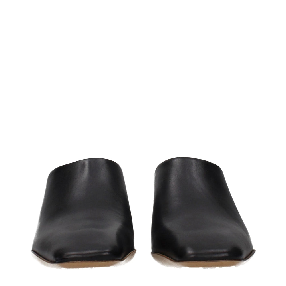 Pantoufles en cuir noir Jil Sander