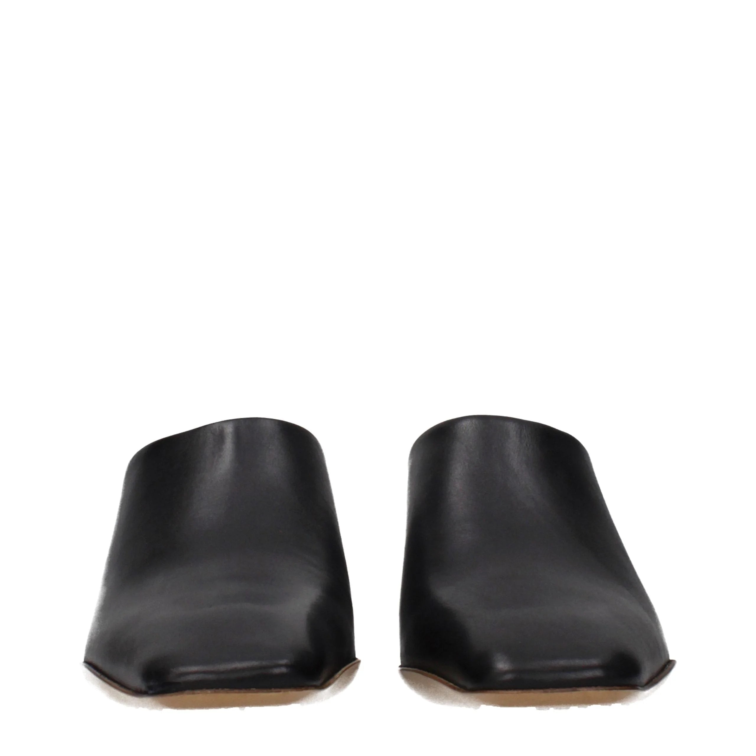 Pantoufles en cuir noir Jil Sander