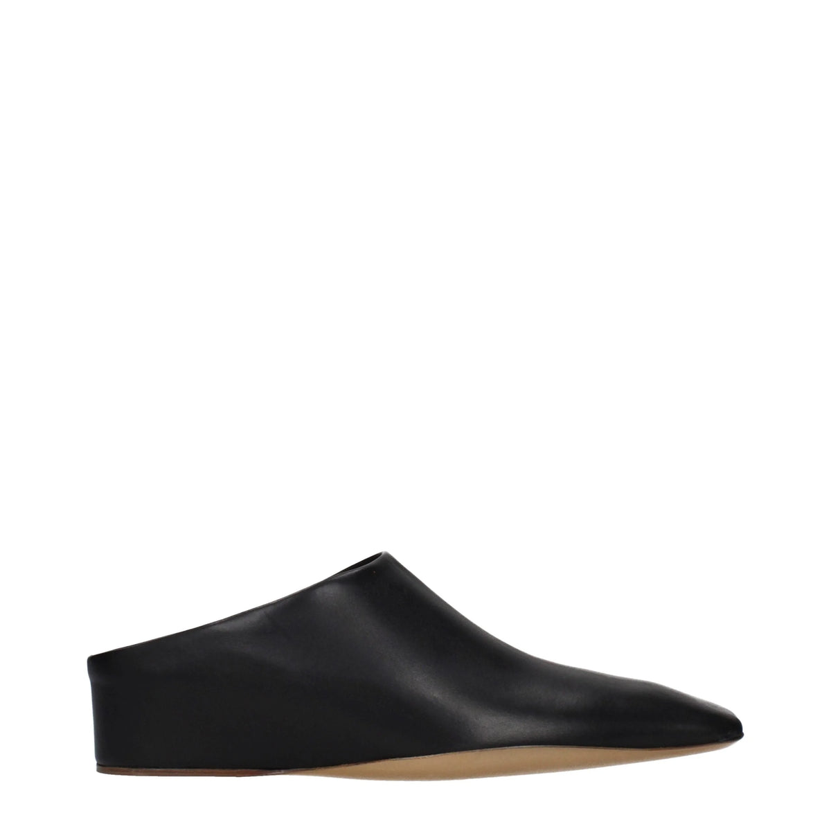 Pantoufles en cuir noir Jil Sander