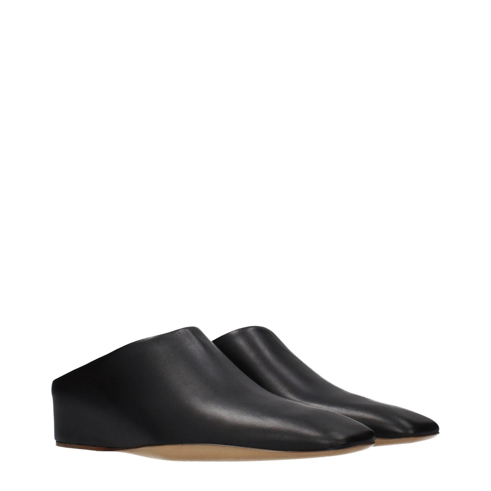 Pantoufles en cuir noir Jil Sander