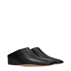Pantoufles en cuir noir Jil Sander