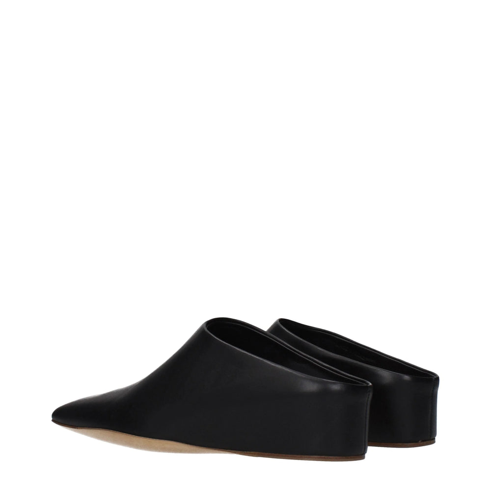 Pantoufles en cuir noir Jil Sander