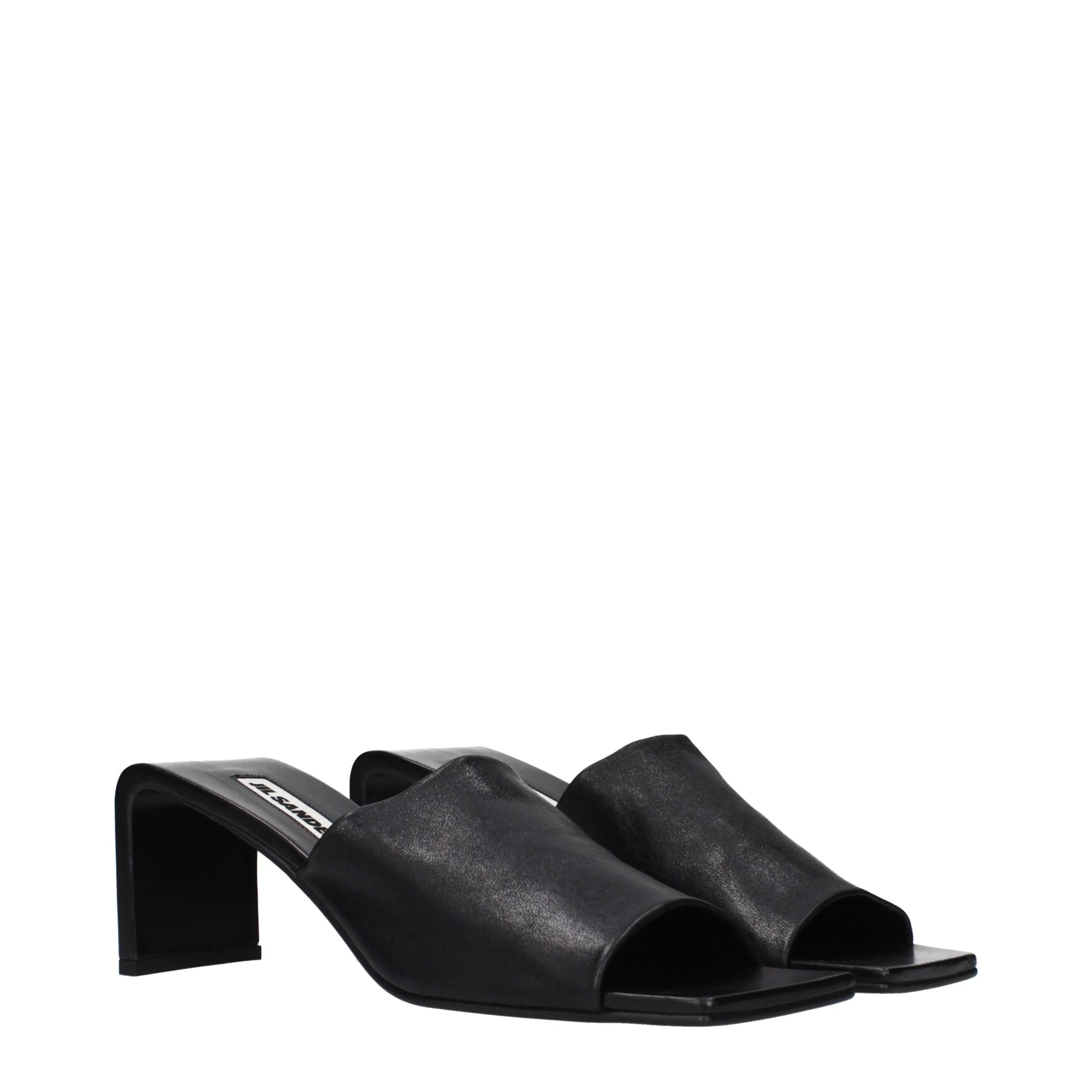 Jil Sander Black Leather Stiletto Heel Sandals