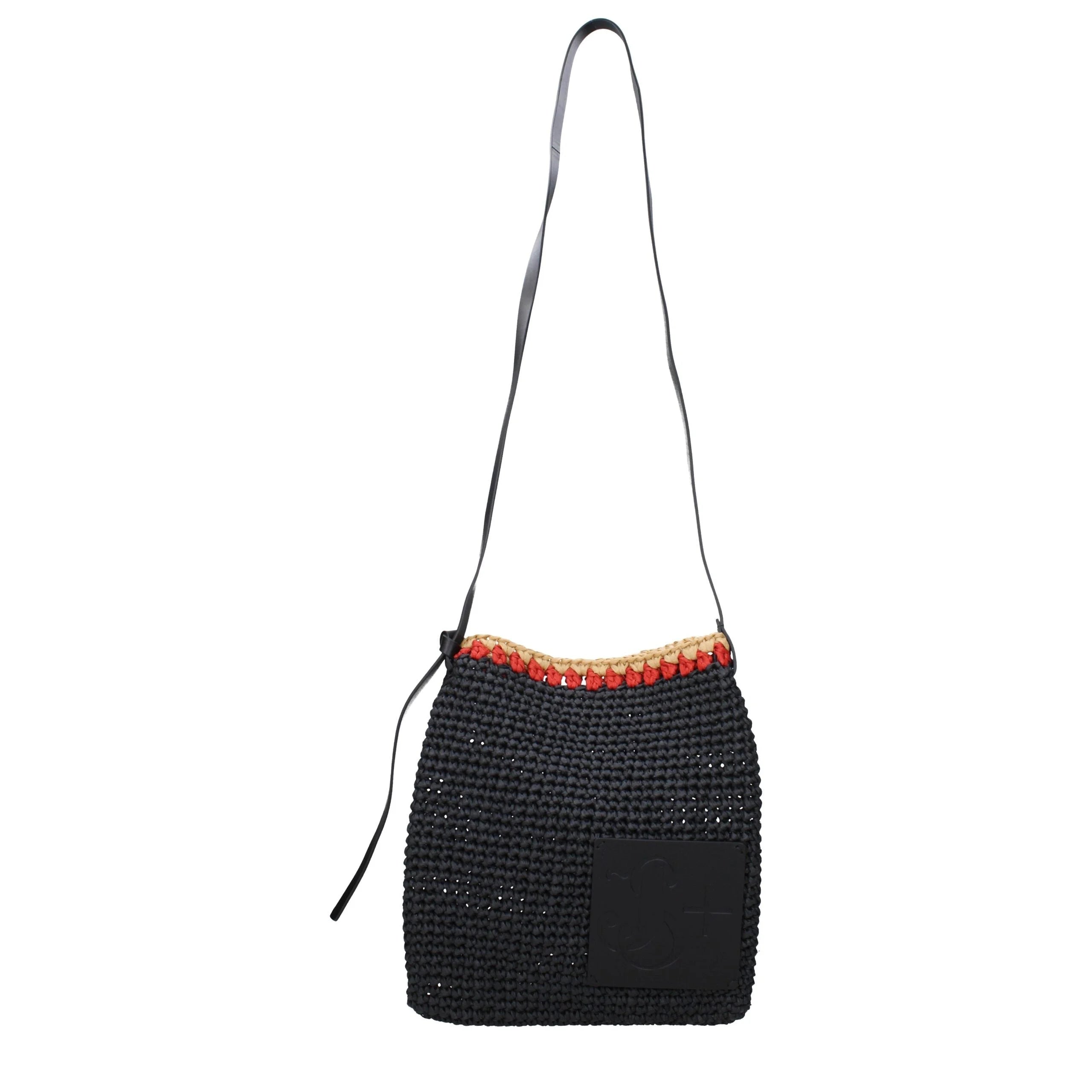 Jil Sander Black Raffia Crossbody Bags