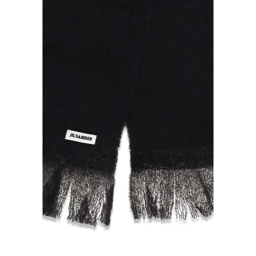 Jil Sander Black Wool Oves Aries Scarf