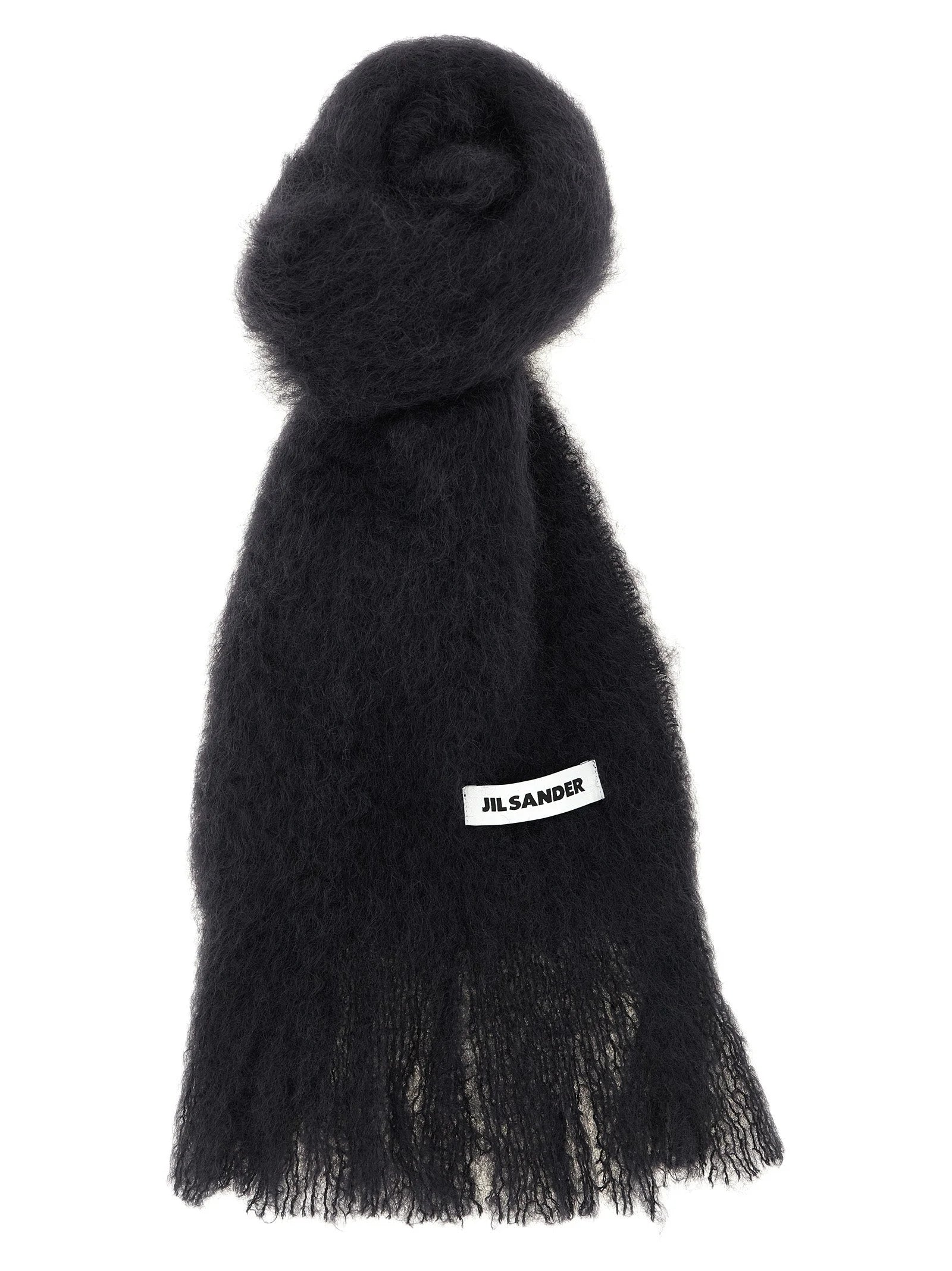 Jil Sander Black Wool Scarf