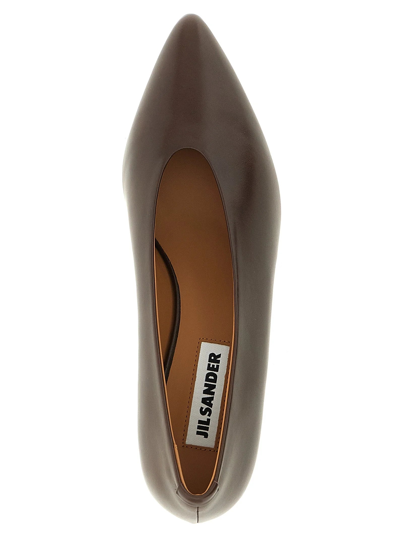 Jil Sander Brown Calfskin Mid Heel Pumps