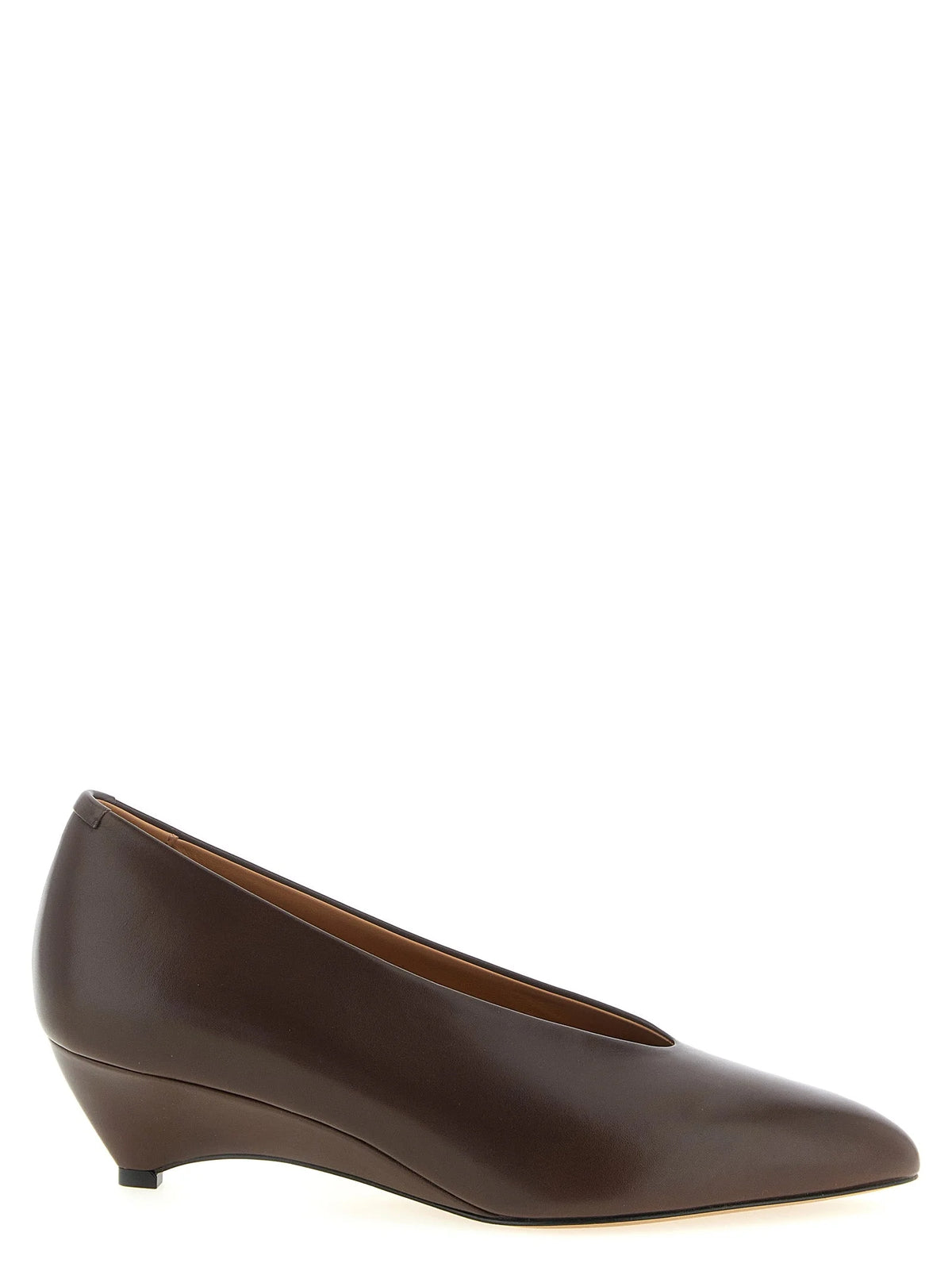 Jil Sander Brown Calfskin Mid Heel Pumps