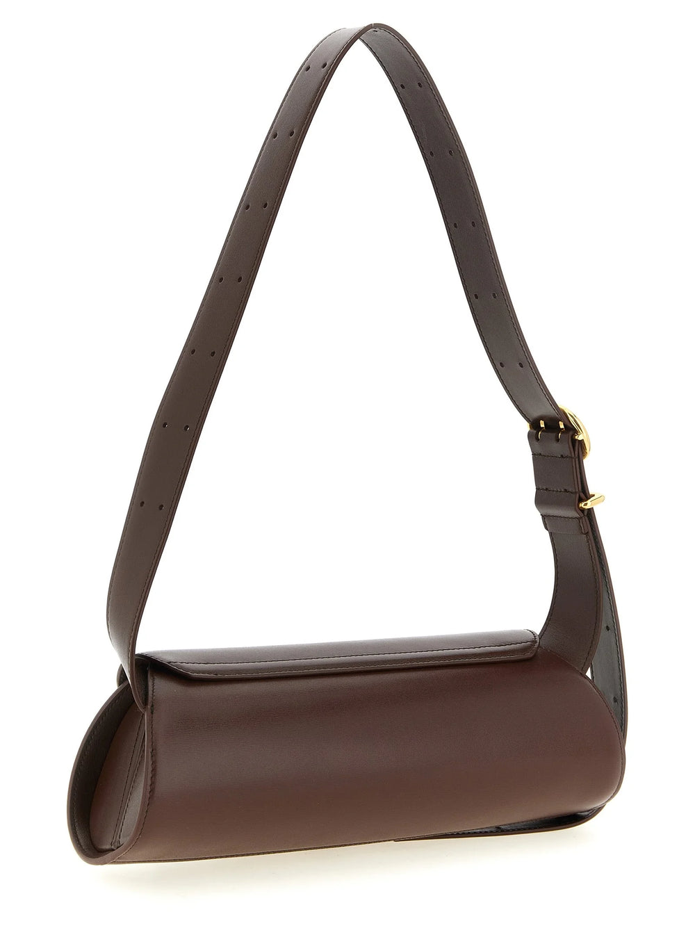A Mala de Ombro de Couro de Vitelo Castanho da Jil Sander
