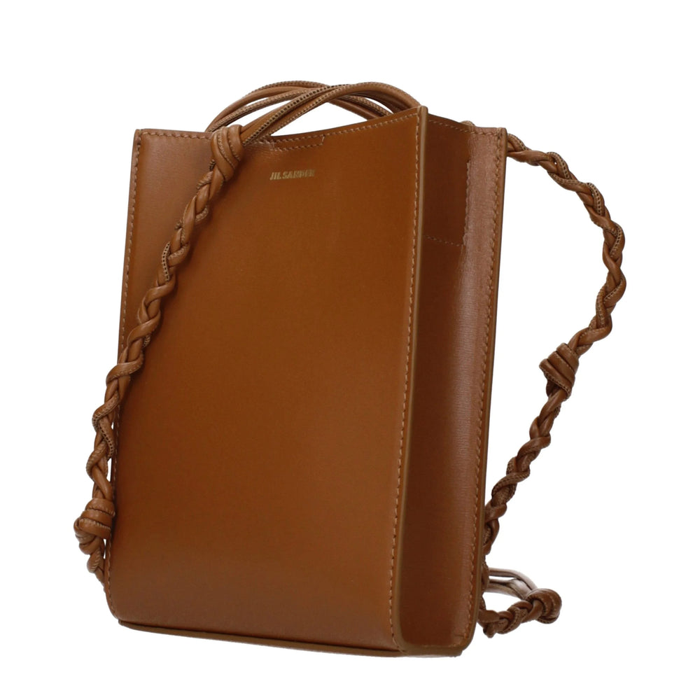 Jil Sander Brun skinncrossbodyveske