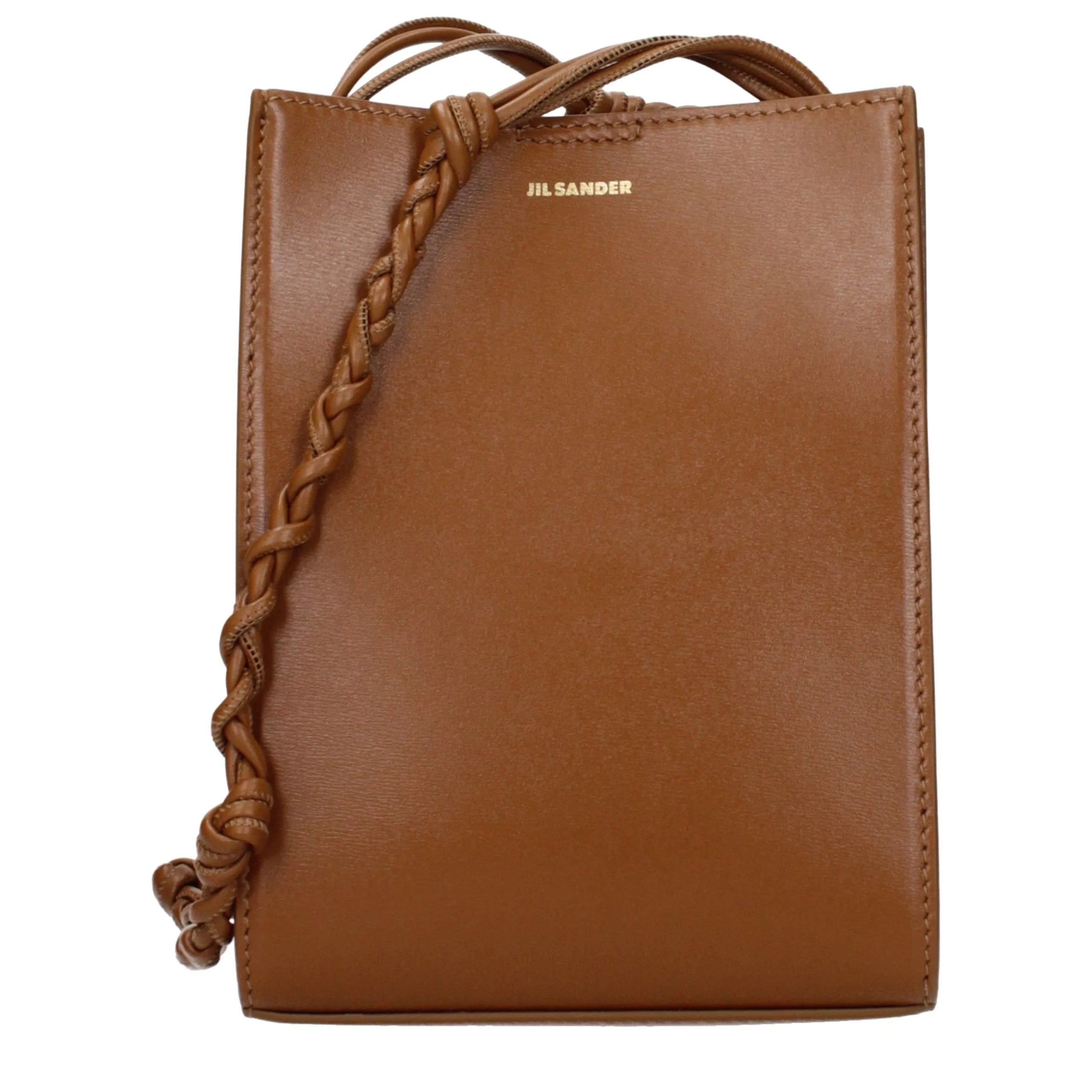 Jil Sander Brun skinncrossbodyveske