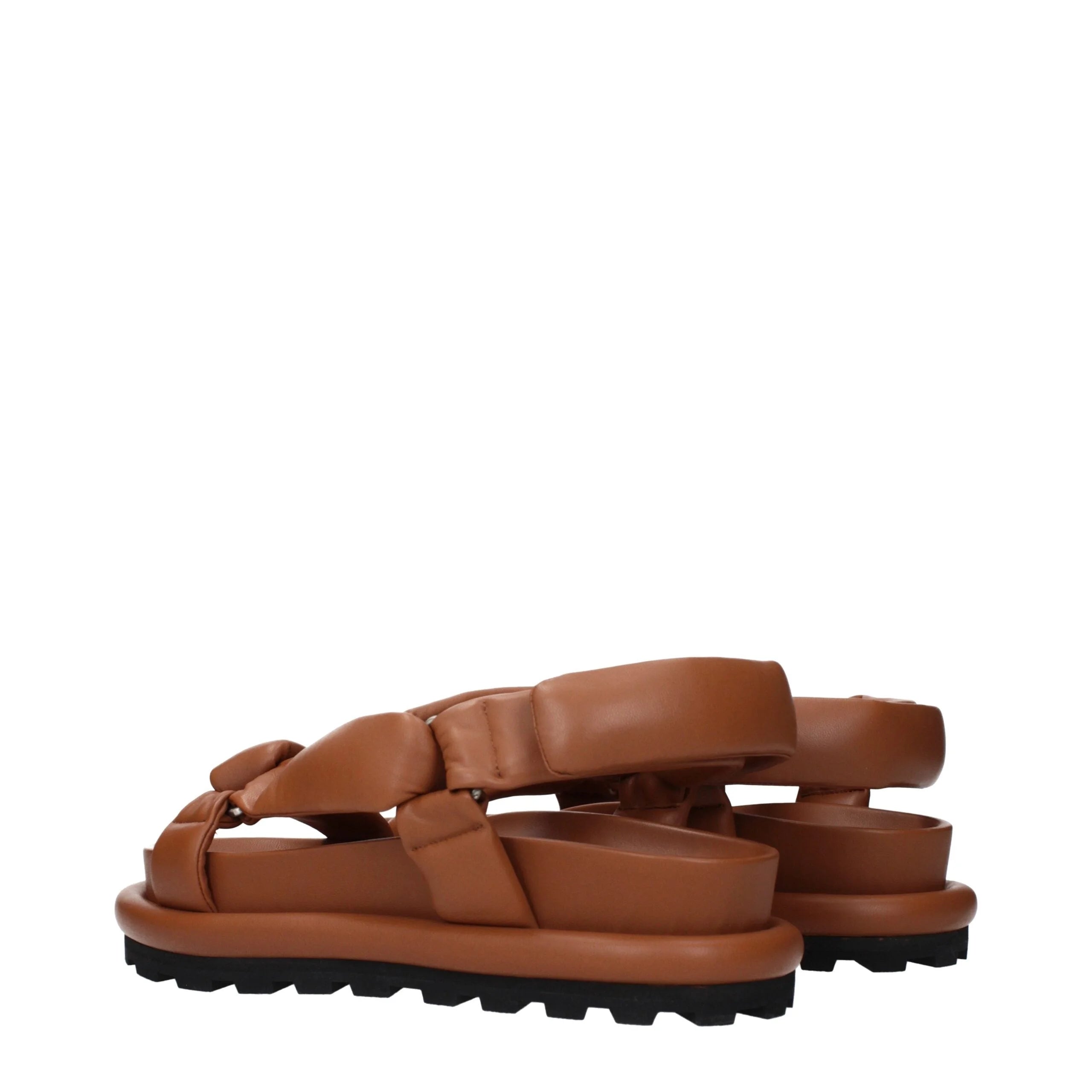 Jil Sander Brown Leather Strap-On Sandals