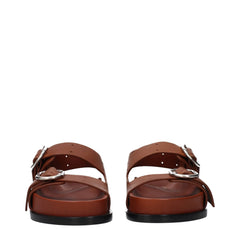 Jil Sander Brown Leather Strap-On Sandals - EU39/US6