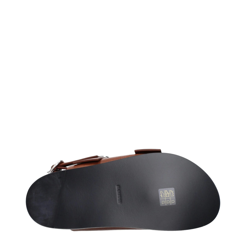 Jil Sander Brown Leather Strap-On Sandals - EU39/US6