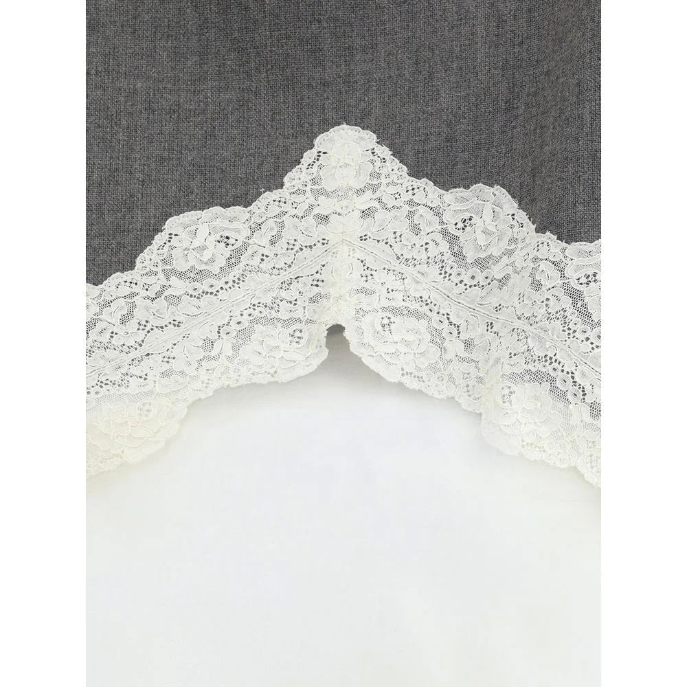 Jil Sander Gray Polyester Midi Skirt