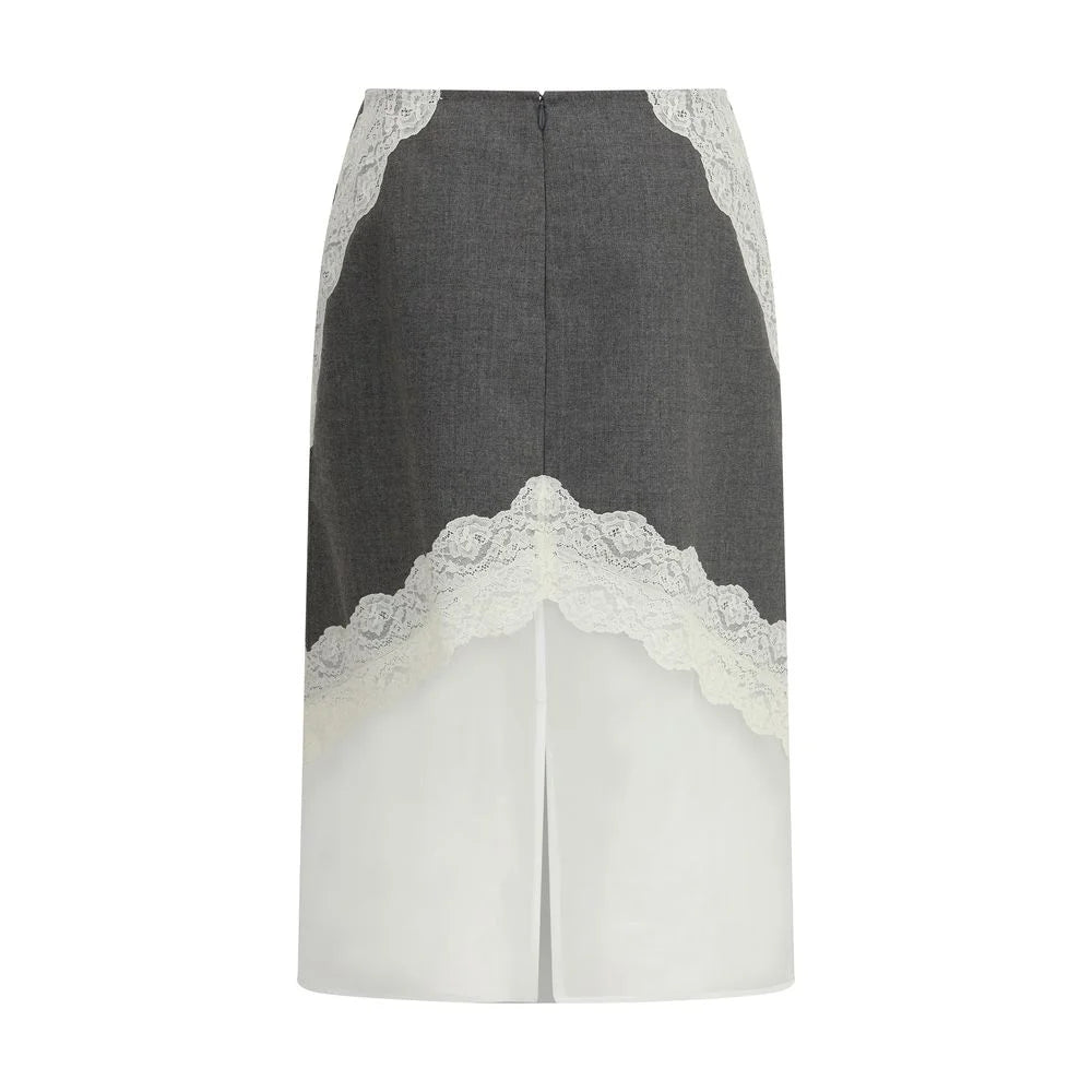 Jil Sander Gray Polyester Midi Skirt