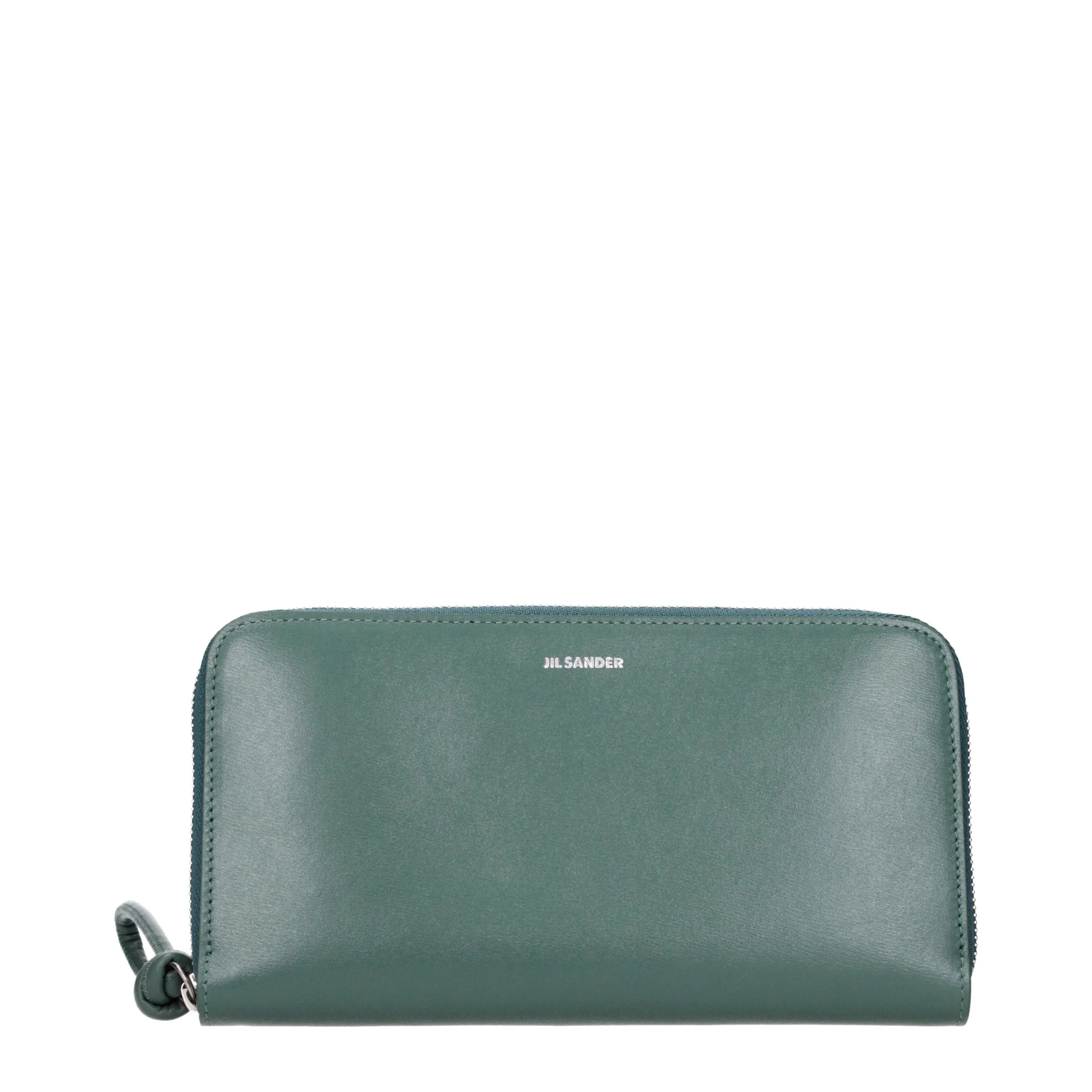 Jil Sander Green Leather Wallet