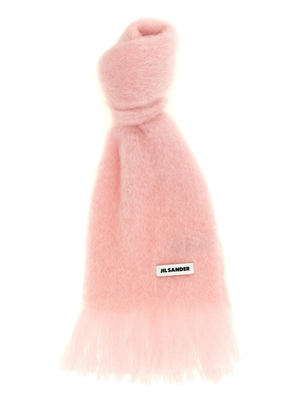 Bufanda Jil Sander multicolor de lana con un vibrante patrón a rayas y una estética minimalista característica.