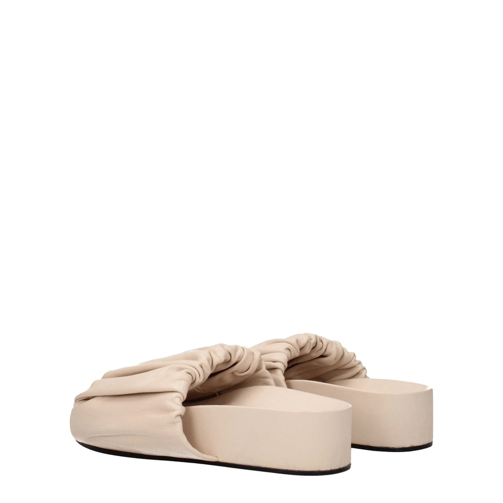 Jil Sander Pink Leather Slippers Sandals - Sandals