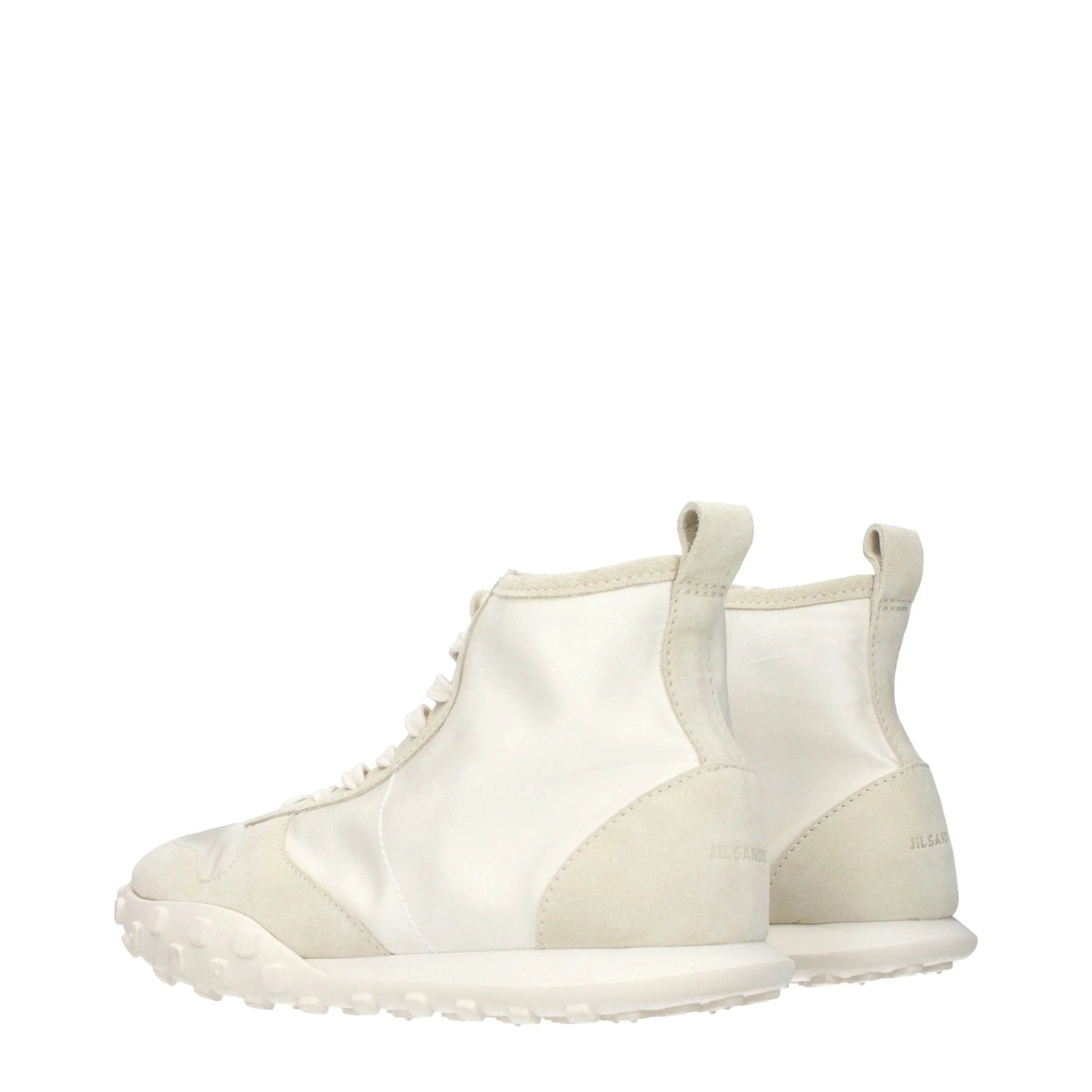 Jil Sander White Fabric High Top Sneakers