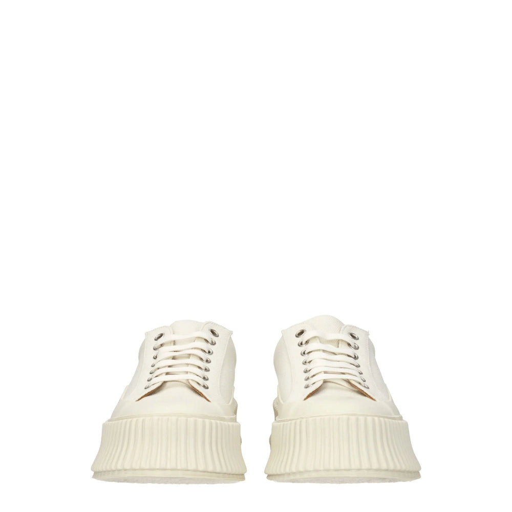 Jil Sander White Fabric Platform Sneakers