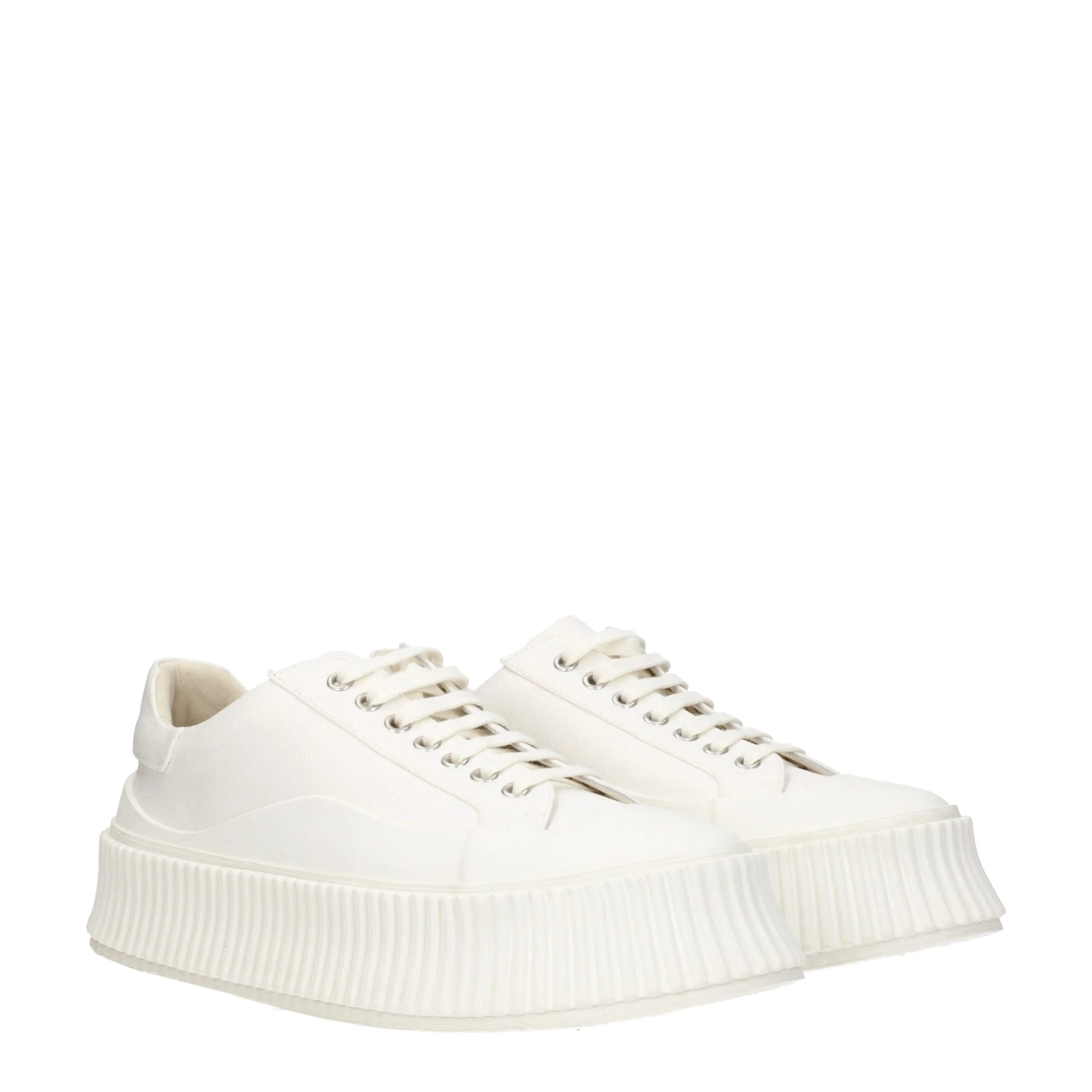 Jil Sander White Fabric Platform Sneakers - EU39/US6