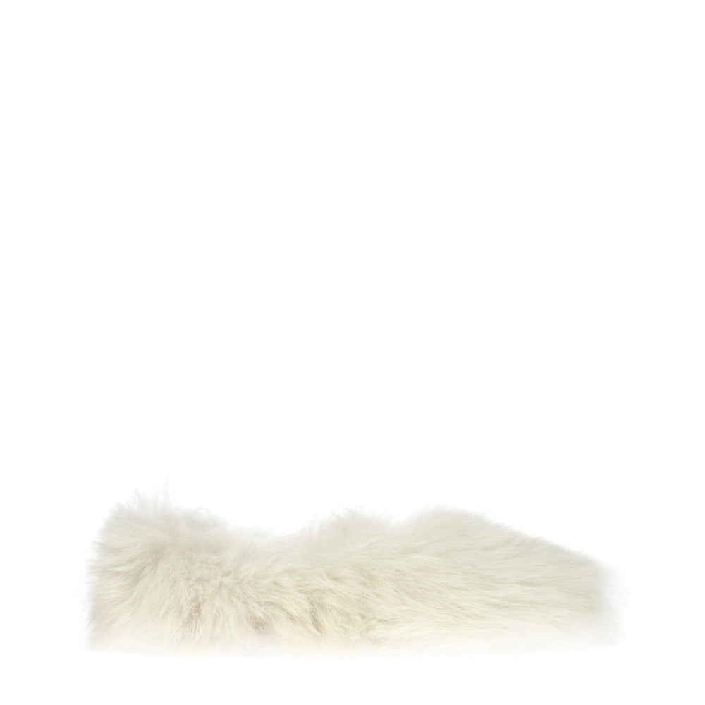 Jil Sander White Fur Slippers
