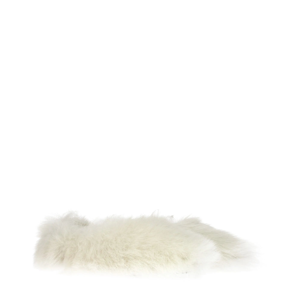 Jil Sander White Fur Slippers