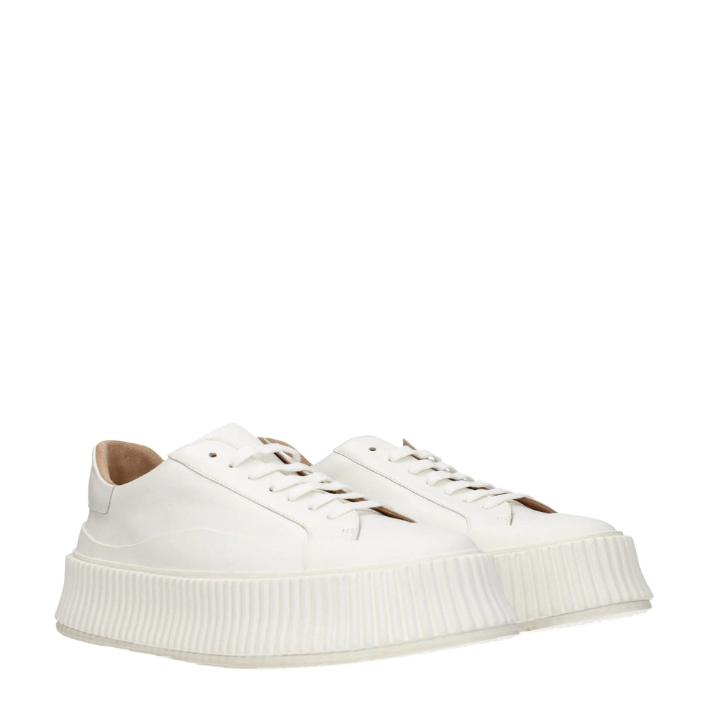 Jil Sander White Leather Platform Sneakers