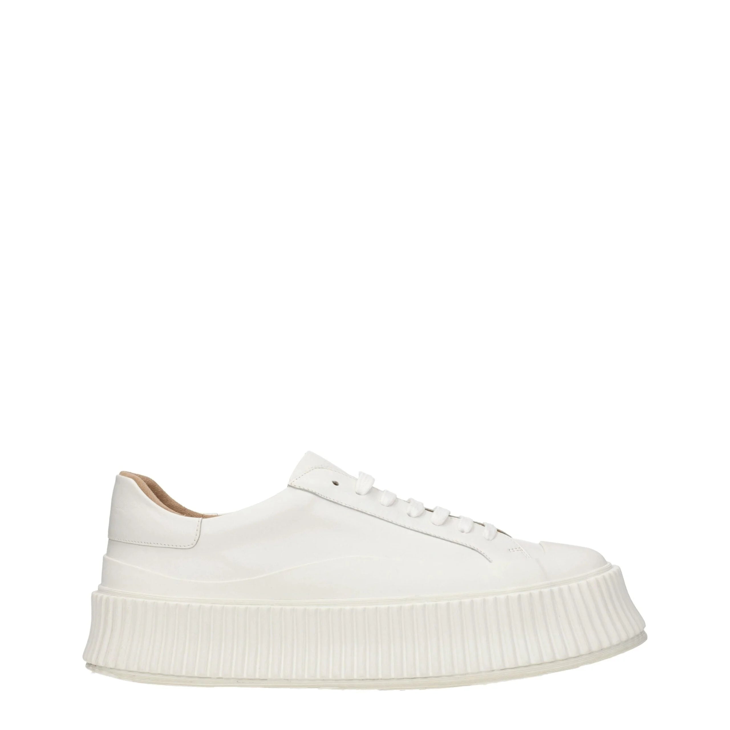 Jil Sander White Leather Platform Sneakers