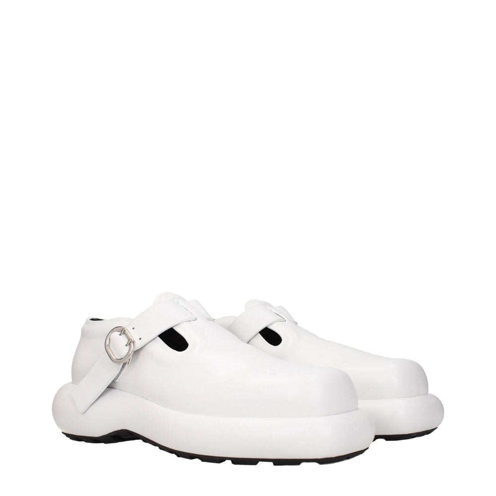 Jil Sander White Leather Slip-On Loafers
