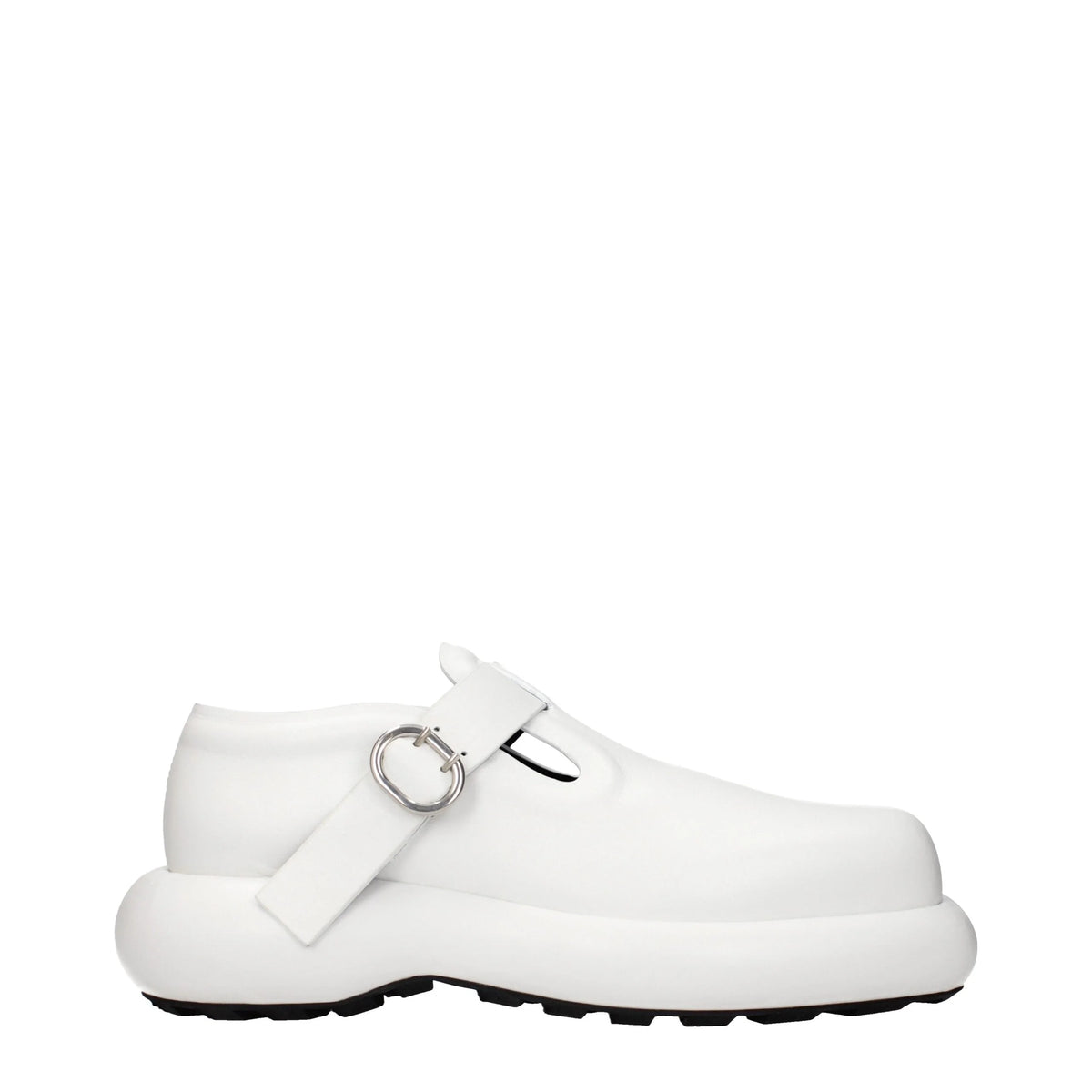 Jil Sander White Leather Slip-On Loafers