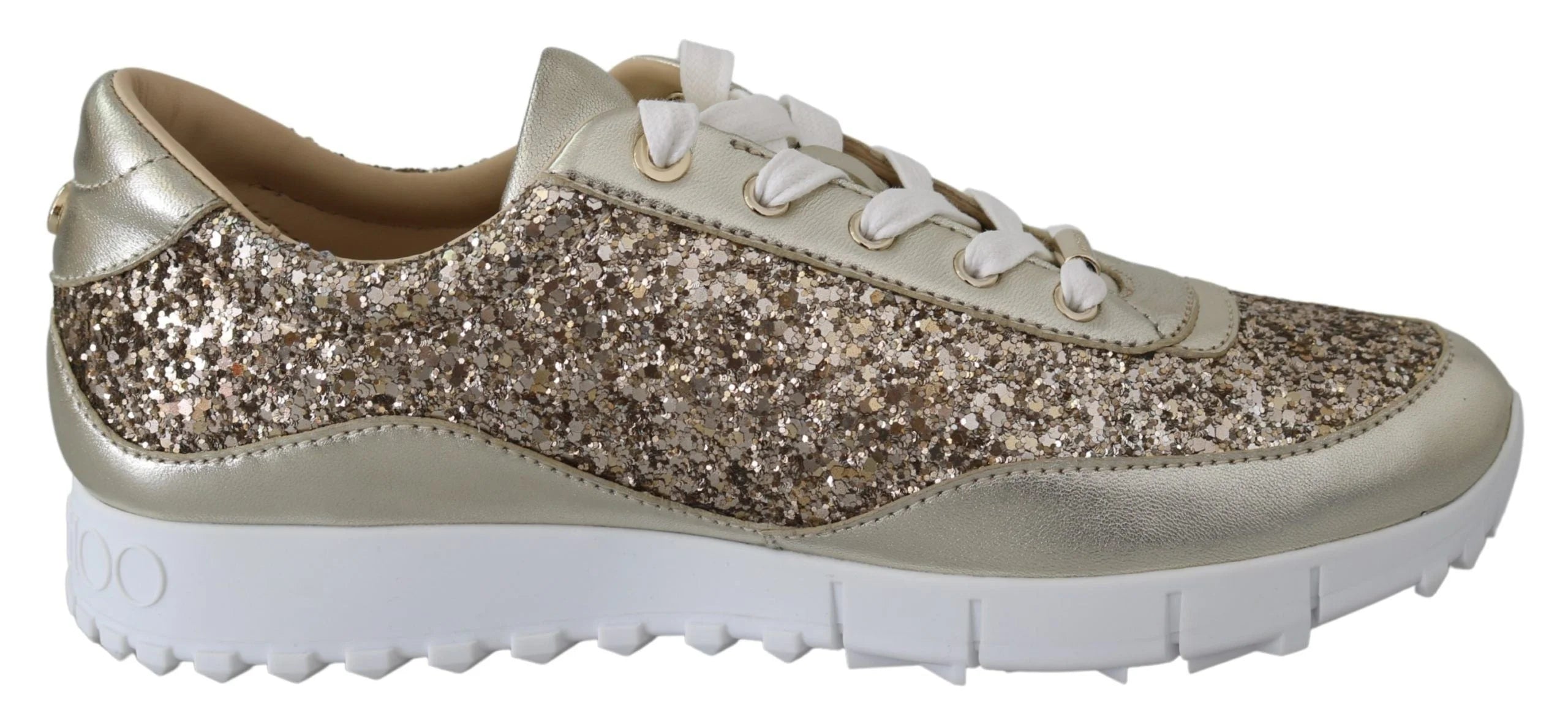 Jimmy Choo Antique Gold Glitter Leather Sneakers - Sneakers