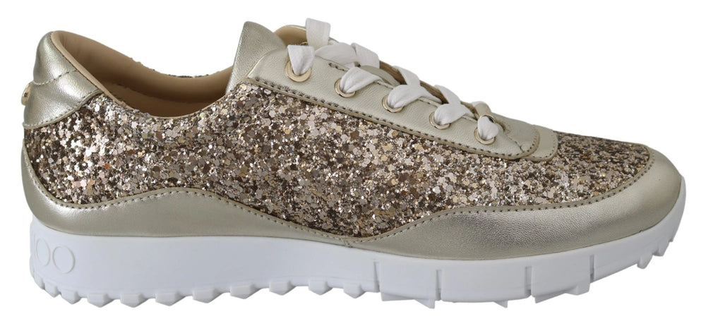 Jimmy Choo Antique Gold Glitter Leather Sneakers - Sneakers
