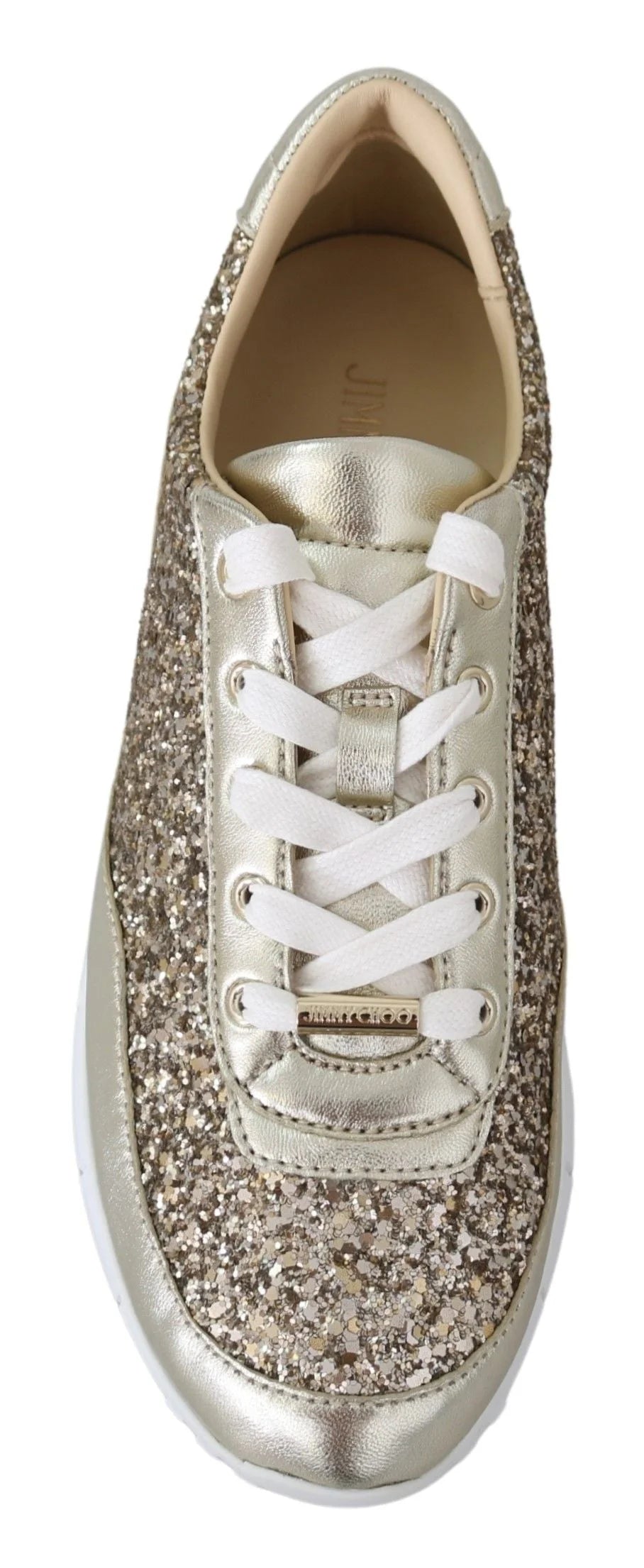 Jimmy Choo Antique Gold Glitter Leather Sneakers - Sneakers