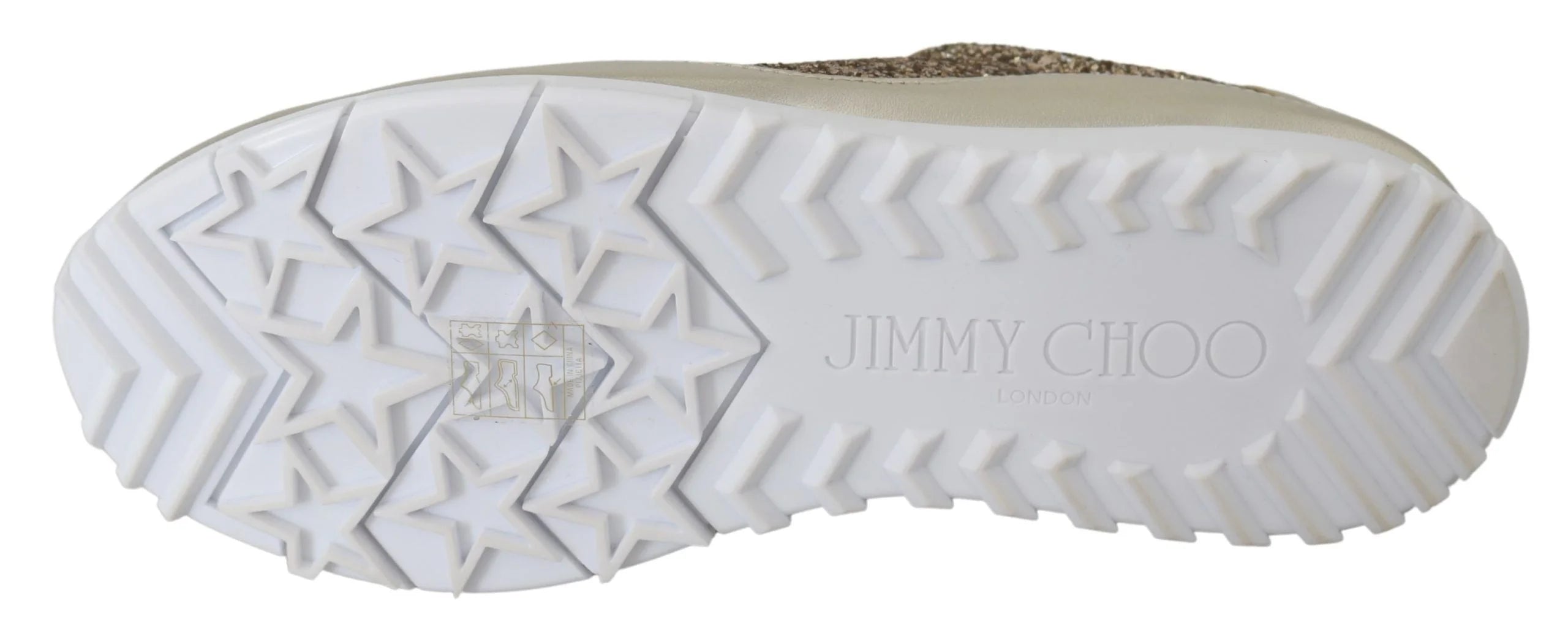 Jimmy Choo Antique Gold Glitter Leather Sneakers - Sneakers