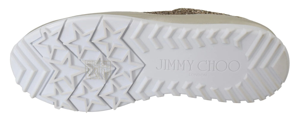 Jimmy Choo Antique Gold Glitter Leather Sneakers - Sneakers