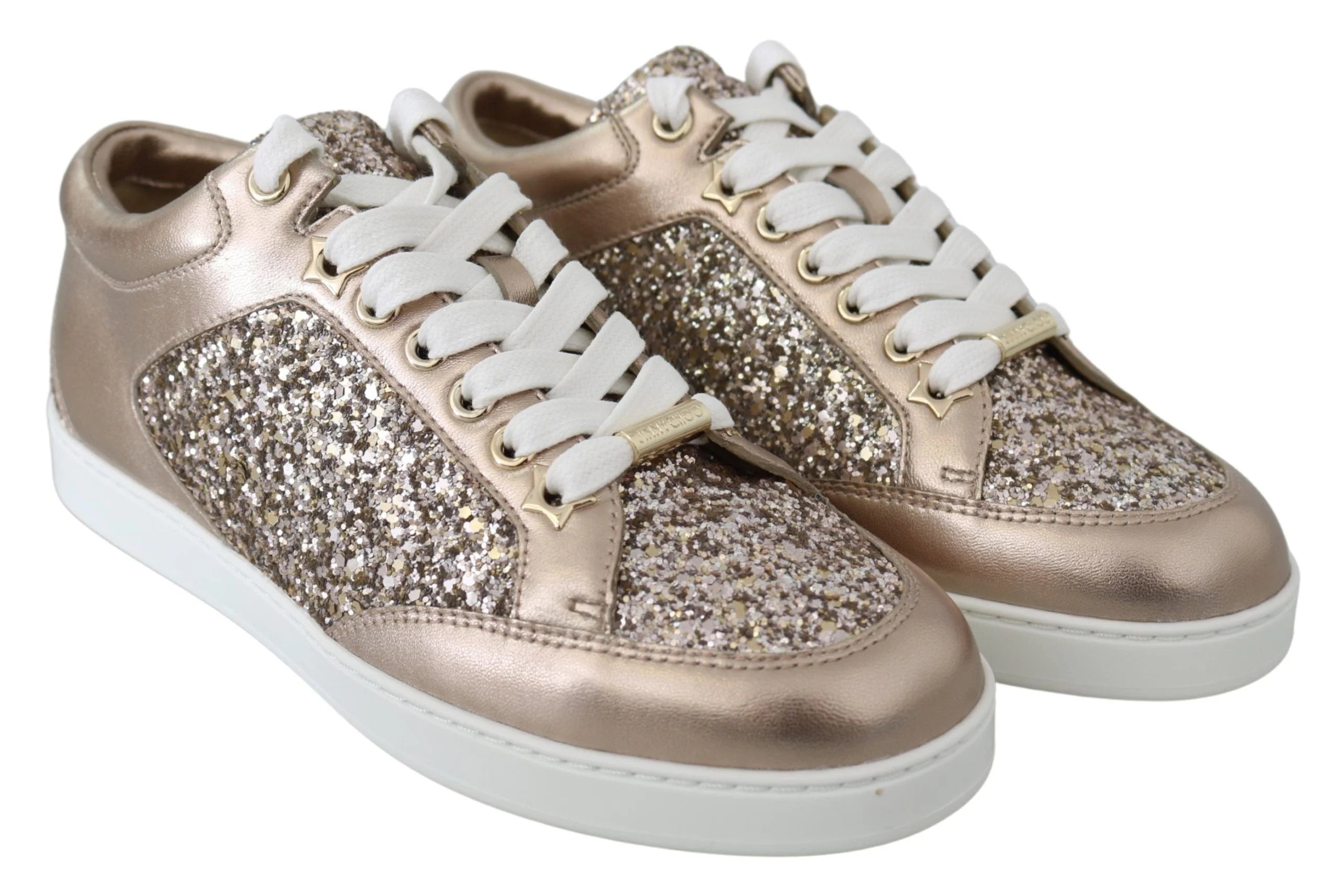Jimmy Choo Ballet Pink Glitter Leather Sneakers - EU34.5/US4.5 - Sneakers