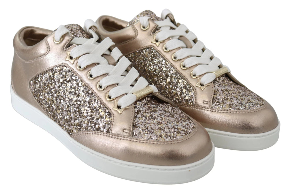 Jimmy Choo Ballet Pink Glitter Leather Sneakers - EU34.5/US4.5 - Sneakers