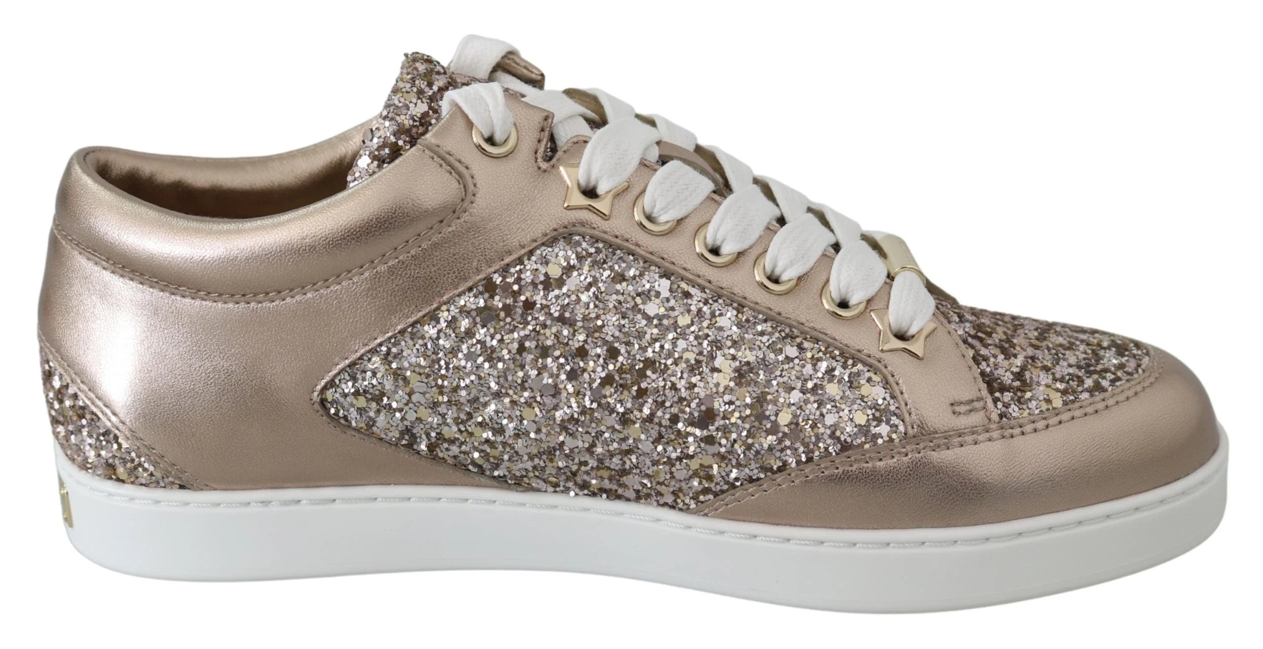 Jimmy Choo Ballet Pink Glitter Leather Sneakers - EU34.5/US4.5 - Sneakers