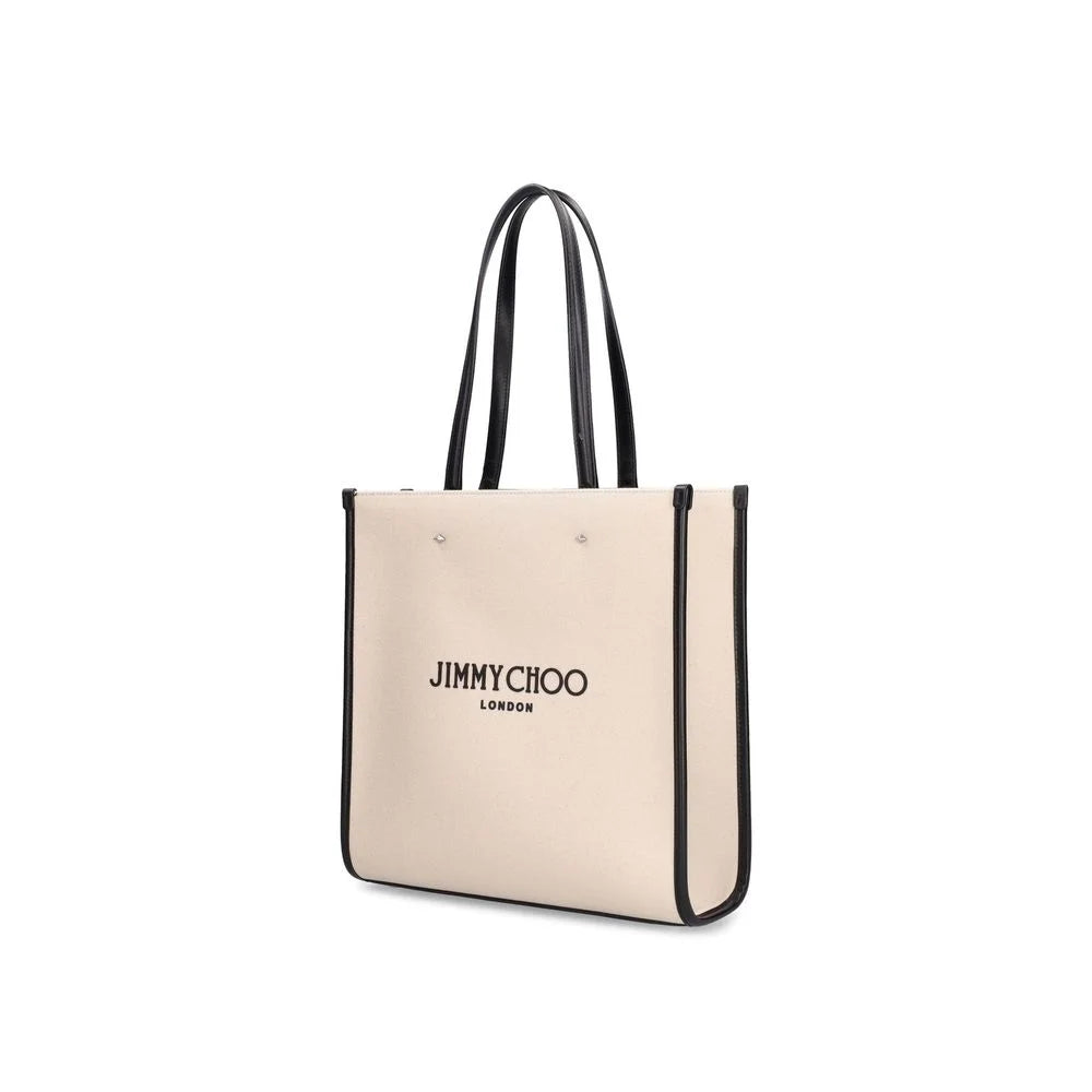 Jimmy Choo Beige Canvas Tote Bag
