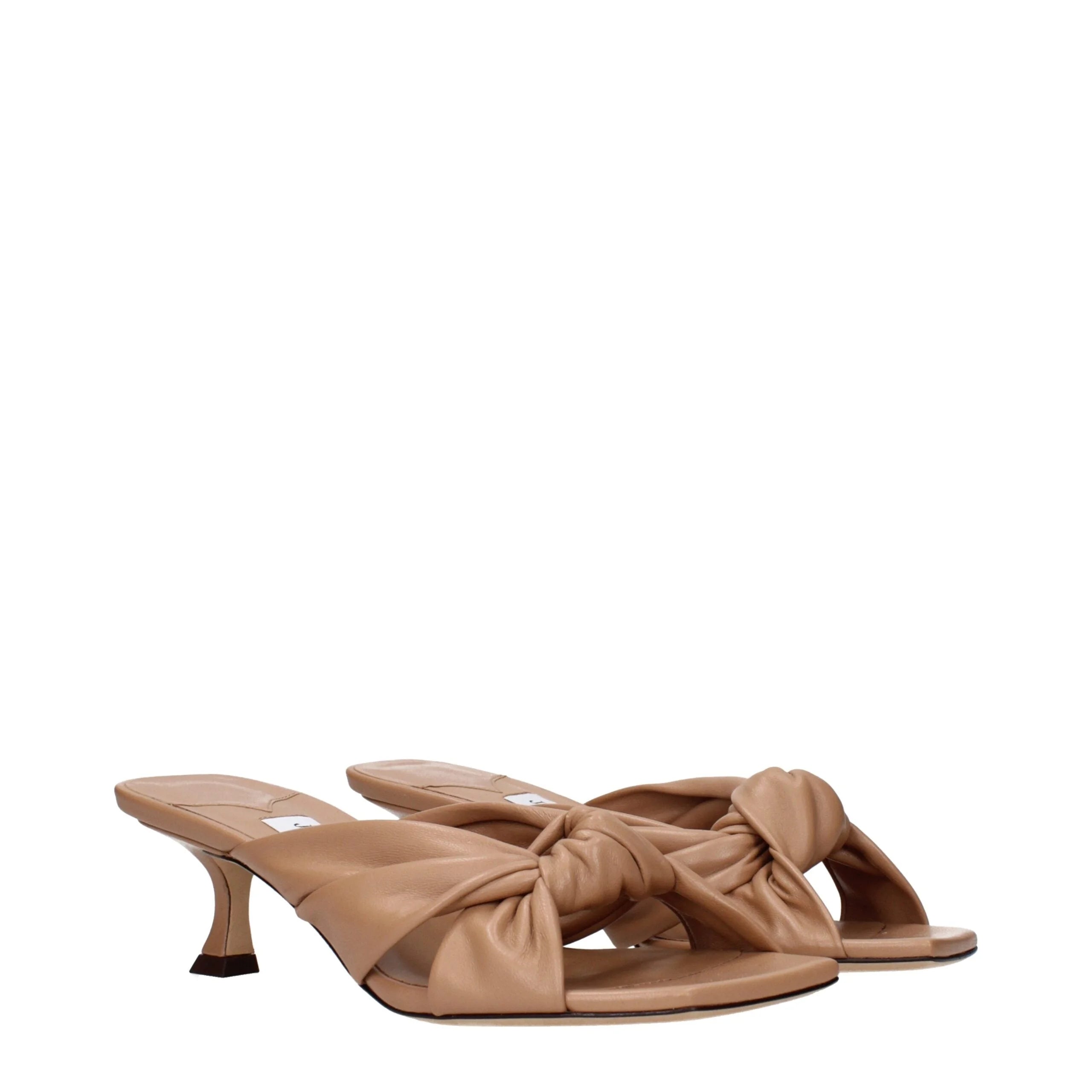 Jimmy Choo Beige Leather Flat Sandals - EU36/US6