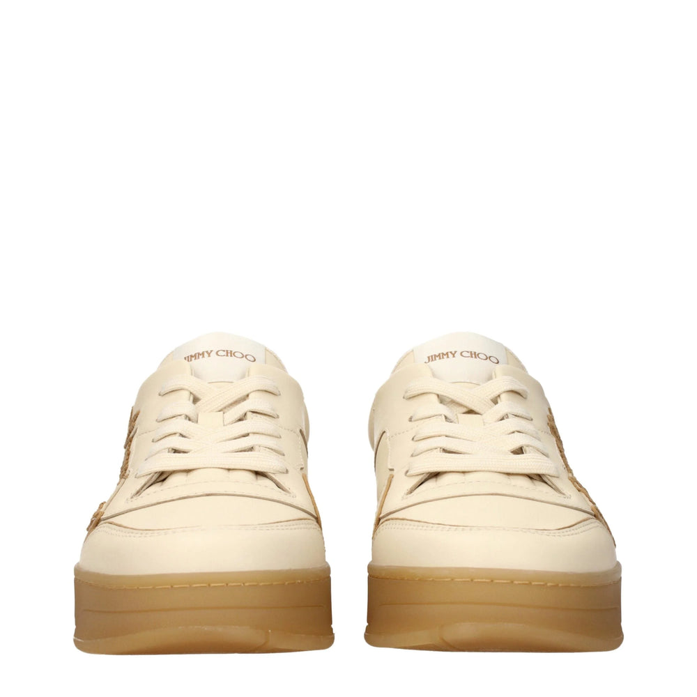 Jimmy Choo Beige Leather Low Top Sneakers