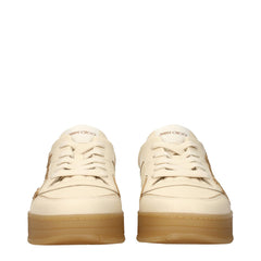 Jimmy Choo Beige Leather Low Top Sneakers