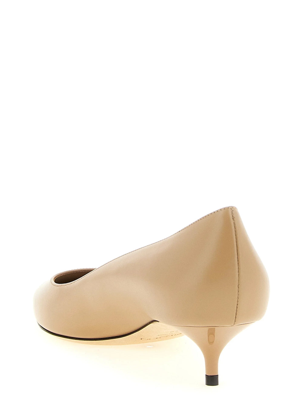 Jimmy Choo Beige Leather Mid Heel Pumps - EU38.5/US8.5