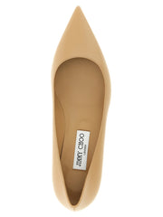 Jimmy Choo Beige Leather Mid Heel Pumps - EU38.5/US8.5