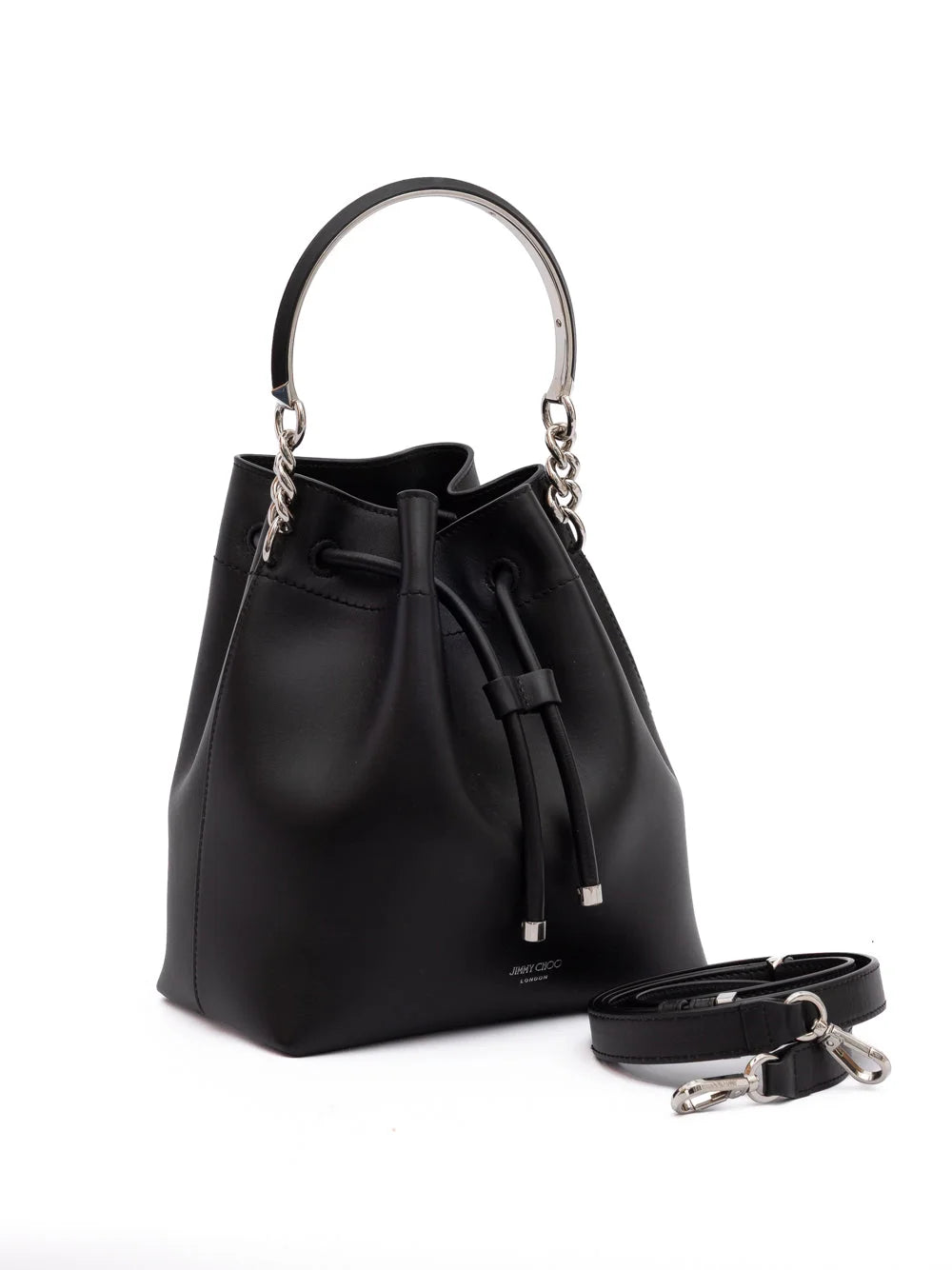 Jimmy Choo Black Bon Bon Leather Bucket