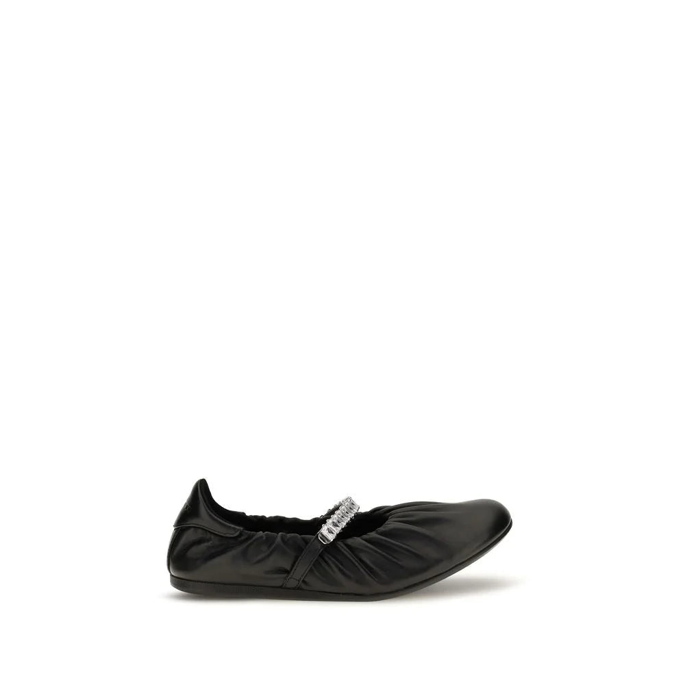 Jimmy Choo Black Calf Leather Bos Taurus Ballet Flats